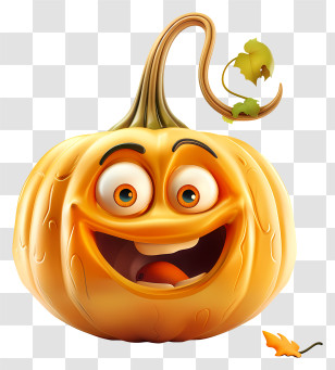 3d Cartoon Vegetable - Cheerful Smiling Pumpkin Cartoon Illustration Transparent PNG
