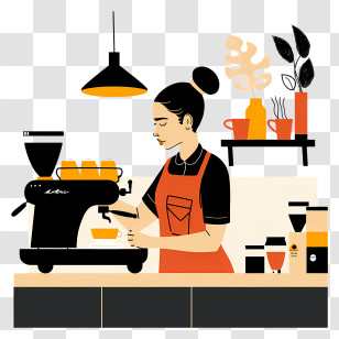 Barista Making Coffee - Barista Making Coffee At A Cafe Transparent PNG