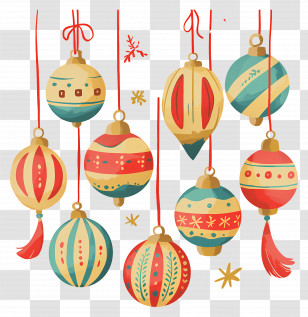 Vintage Christmas Ornaments - Colorful Christmas Ornaments For Decoration Transparent PNG