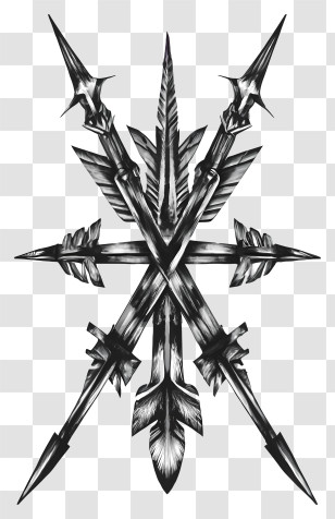 Dark - Black Crossed Arrows Symbol Transparent PNG