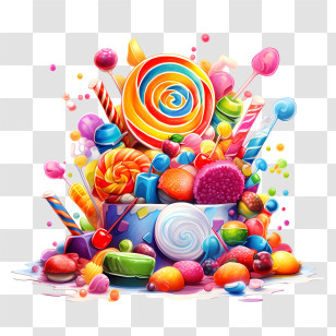 Candy Day - Bright And Colorful Candies And Lollipops Display Transparent PNG