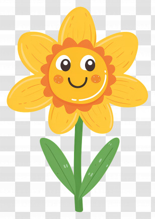 Flower Emoji - Cute Yellow Smiling Flower Illustration Transparent PNG
