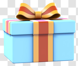 Gift Box - Light Blue Gift Box With Bold Ribbon Transparent PNG