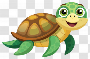 Cartoon Turtle - Cute Smiling Cartoon Turtle Transparent PNG