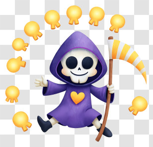 Cartoon Grim Reaper - Cute Purple Reaper Cartoon Transparent PNG