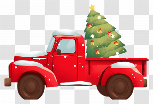 Christmas Tree - Retro Truck With Christmas Tree Transparent PNG
