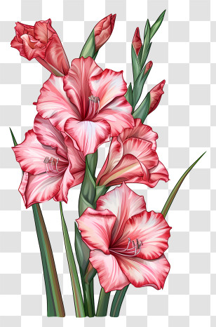 Gladiolus - Beautiful Pink Gladiolus Flowers Transparent PNG