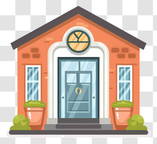 Building Architecture - Cartoon Illustration Of Cozy Brick House Transparent PNG