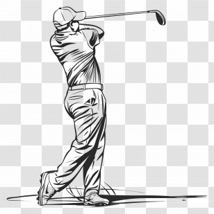 Golf - Golfer Swinging Club Transparent PNG