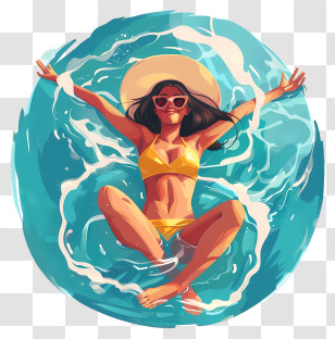 Pool Opening Day - Woman Enjoying Summer Swim Transparent PNG