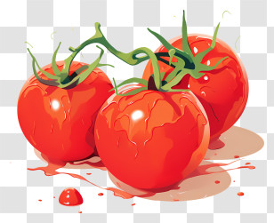 Ripe Tomatoes - Three Bright Red Tomatoes Illustration Transparent PNG