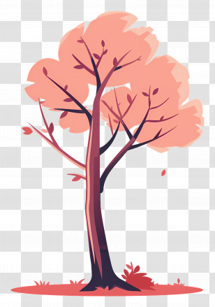 Tree - Cartoon Tree With Pink Leaves Illustration Transparent PNG