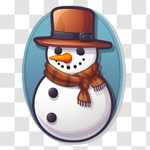Snowman - Snowman With Hat And Scarf Transparent PNG