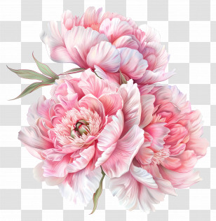 Light Pink Peonies - Pink Peony Flower Illustration Transparent PNG