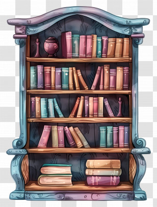 Bookcase - Colorful Bookshelf With Books Transparent PNG