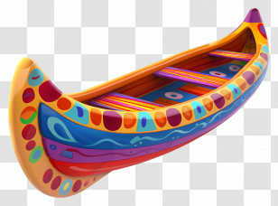 Cartoon Canoe - Colorfully Decorated Canoe Illustration Transparent PNG