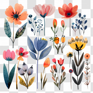 Flower - Artistic Doodle Flower Collection Transparent PNG