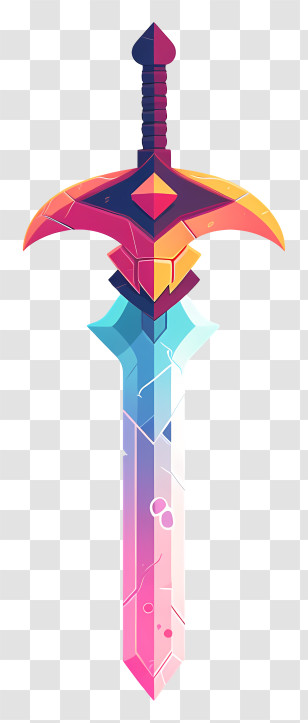 Sword - Vibrant Fantasy Sword With Glowing Accents Transparent PNG