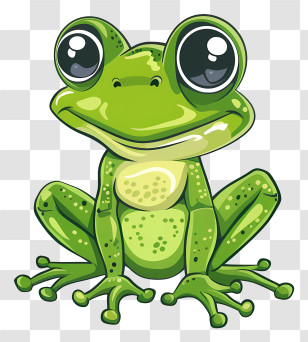 Cartoon Frog - Adorable Cartoon Green Frog Illustration Transparent PNG