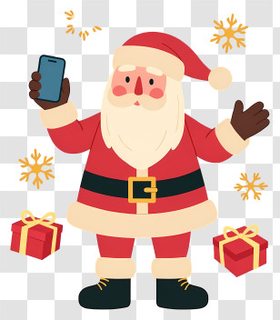 Santa Shopping Online - Santa Claus Taking Selfie Transparent PNG