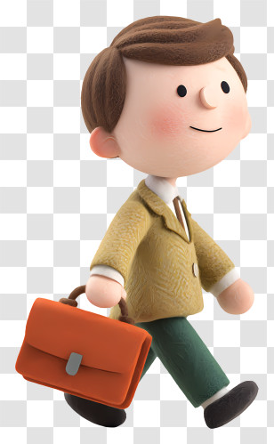 Boy Walking With Briefcase - Clay Figure Walking With Briefcase Transparent PNG