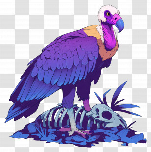 Cartoon Vulture - Vulture On Skeleton Transparent PNG