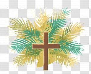 Palm Sunday - Cross With Palm Leaves Transparent PNG