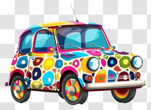 Cartoon Car - Colorful Retro Car Transparent PNG