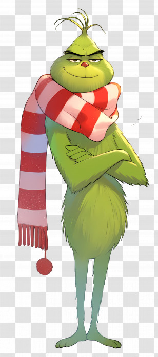 Cartoon Grinch - Grinch Character In Festive Mood Transparent PNG