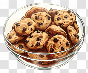 Chocolate Chip Cookies - Bowl Of Chocolate Chip Cookies Illustration Transparent PNG