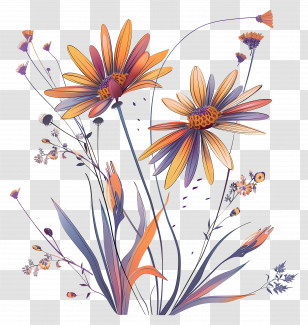 Wildflower - Colorful Hand-Drawn Flowers Illustration Transparent PNG