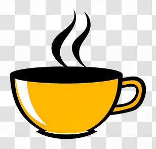 Coffee Logo - Yellow Coffee Cup With Steam Transparent PNG