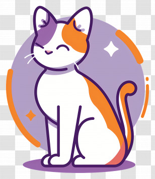 Cat Cartoon - Happy White And Orange Cat Cartoon Transparent PNG