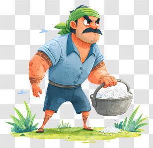 Indian Farmer Spreading Seeds - Strong Man Carrying Bucket Transparent PNG