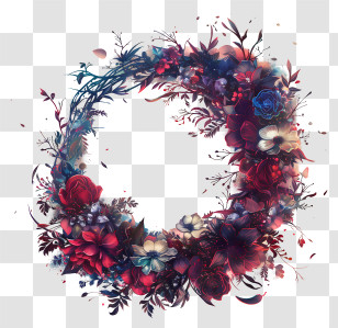 Flower Wreath - Floral Wreath Design With Colorful Flowers Transparent PNG