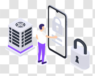 Smartphone Lock Icon - Cyber Security Concept Illustration Transparent PNG