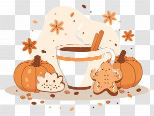 Pumpkin Spice - Warm Autumn Coffee With Treats Transparent PNG