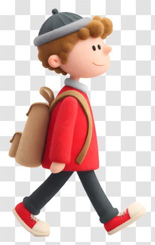 Student Going To School - Boy Walking With Backpack Transparent PNG