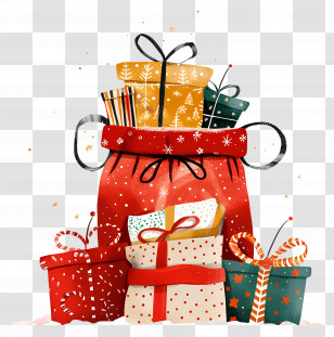Holiday Gift Stack - Stack Of Holiday Gifts With Decorative Wrapping Transparent PNG