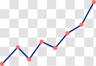 Line Graph - Rising Line Graph With Red Data Points Transparent PNG