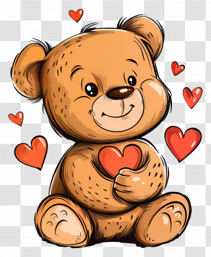 Teddy Bear With Hearts - Cute Teddy Bear With Hearts Illustration For Love Transparent PNG