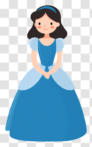 Cinderella In Blue Dress - Blue Dress Princess Cartoon Character Transparent PNG
