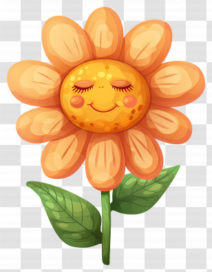 Flower Emoji - Smiling Cartoon-Style Sunflower Illustration Transparent PNG