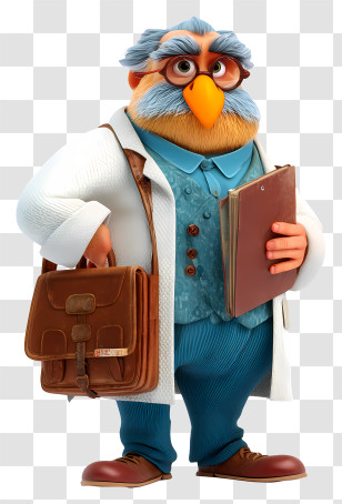 Cartoon Professor - Cartoon Scientist With Briefcase Transparent PNG
