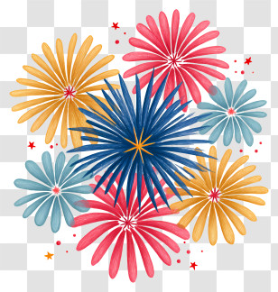 Bursting Fireworks - Festive Colorful Fireworks Display Transparent PNG