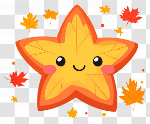 Animated Star - Yellow Smiling Autumn Leaf Cartoon Transparent PNG