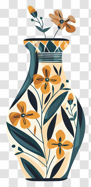 Decorative Vase - Stylized Flower Vase With Artistic Patterns Transparent PNG