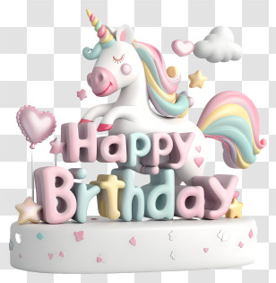 Unicorn Birthday Party - Unicorn Happy Birthday Illustration Transparent PNG