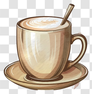 Cartoon - Latte Art In Glass Mug Illustration Transparent PNG