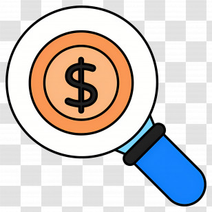 Investment Research - Financial Magnifying Glass With Bold Dollar Icon Transparent PNG